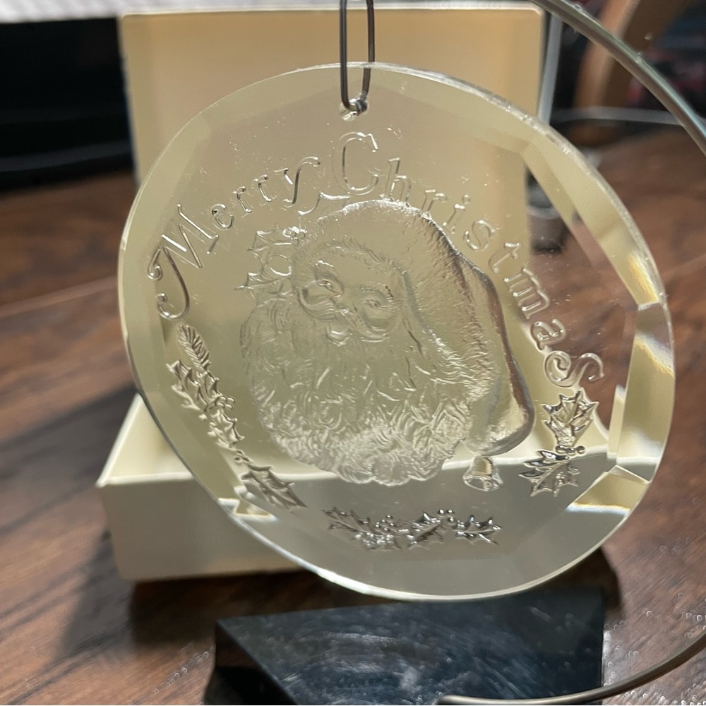 Vintage Etched Acrylic Santa Ornament